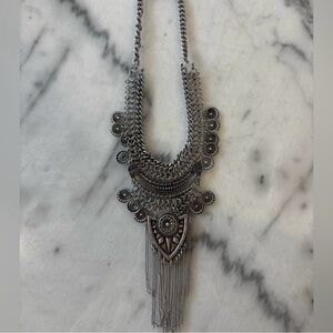 Gunmetal grey tribal necklace